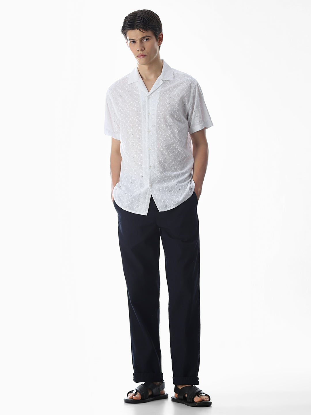 White Cut-Work Cotton Shirt