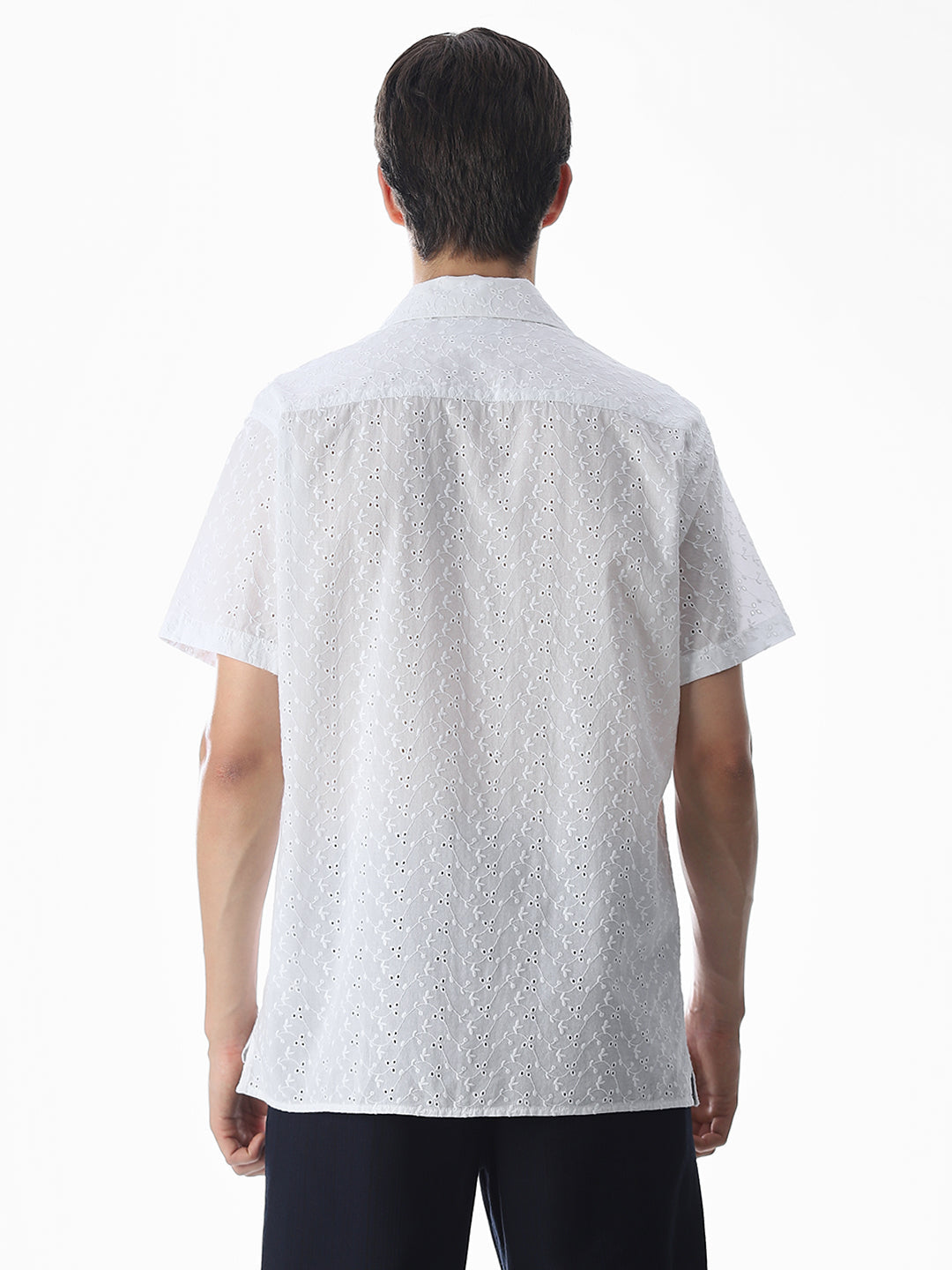 White Cut-Work Cotton Shirt