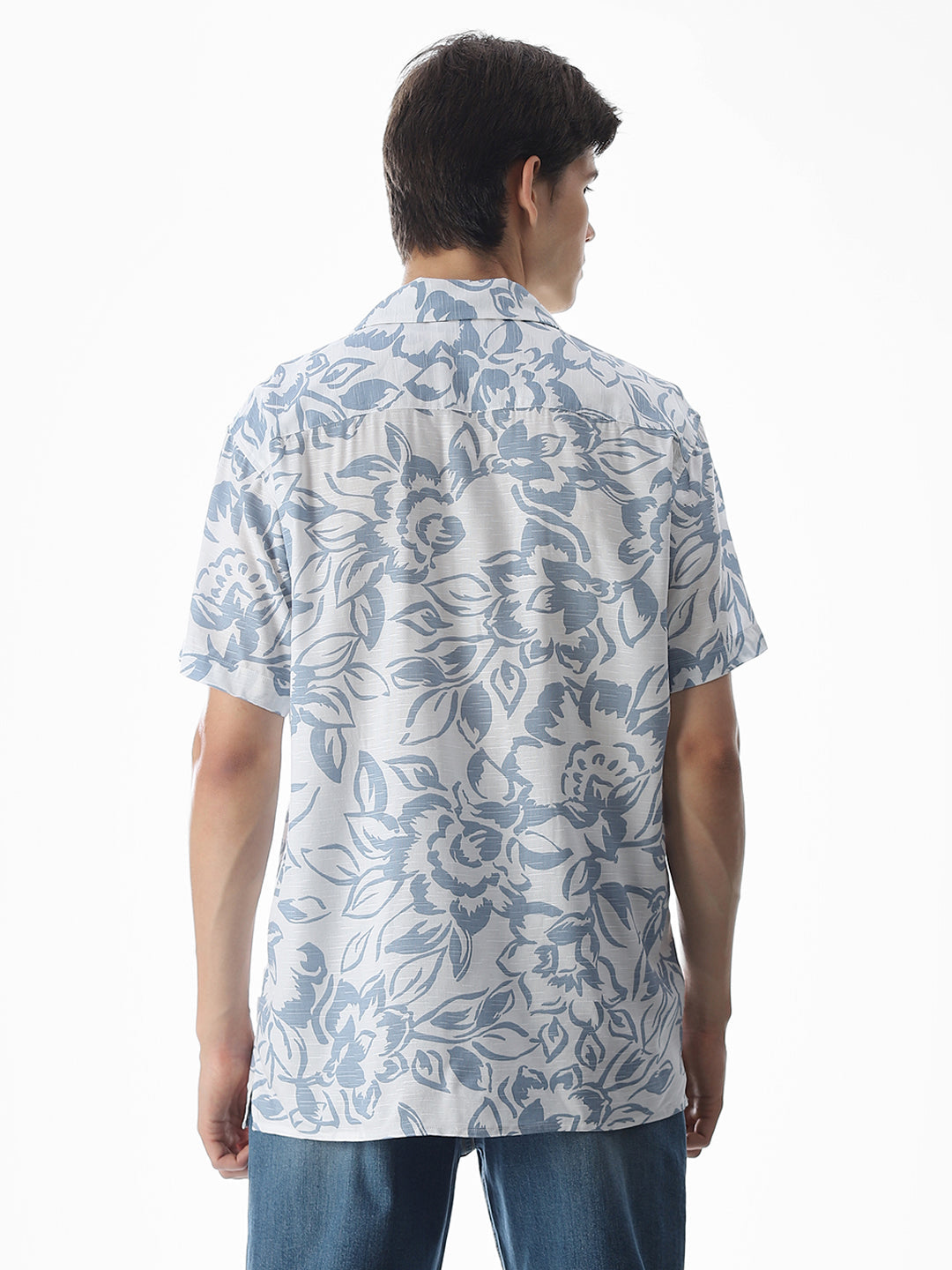 White Printed Comfort Fit Shirt