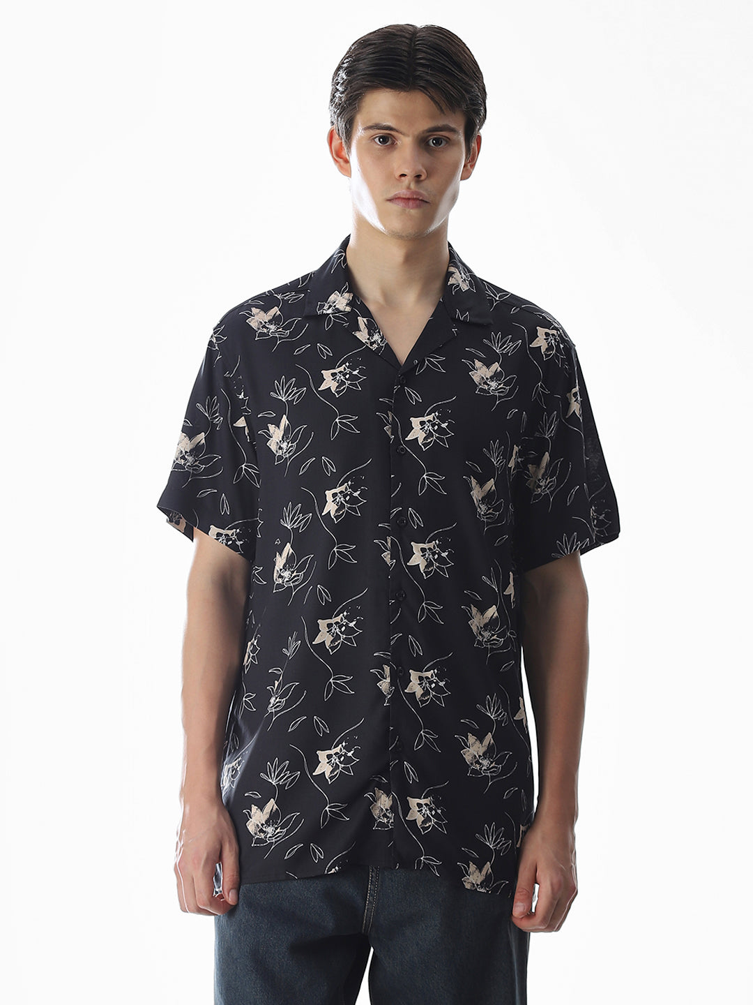 Black Printed Comfort Fit Shirt
