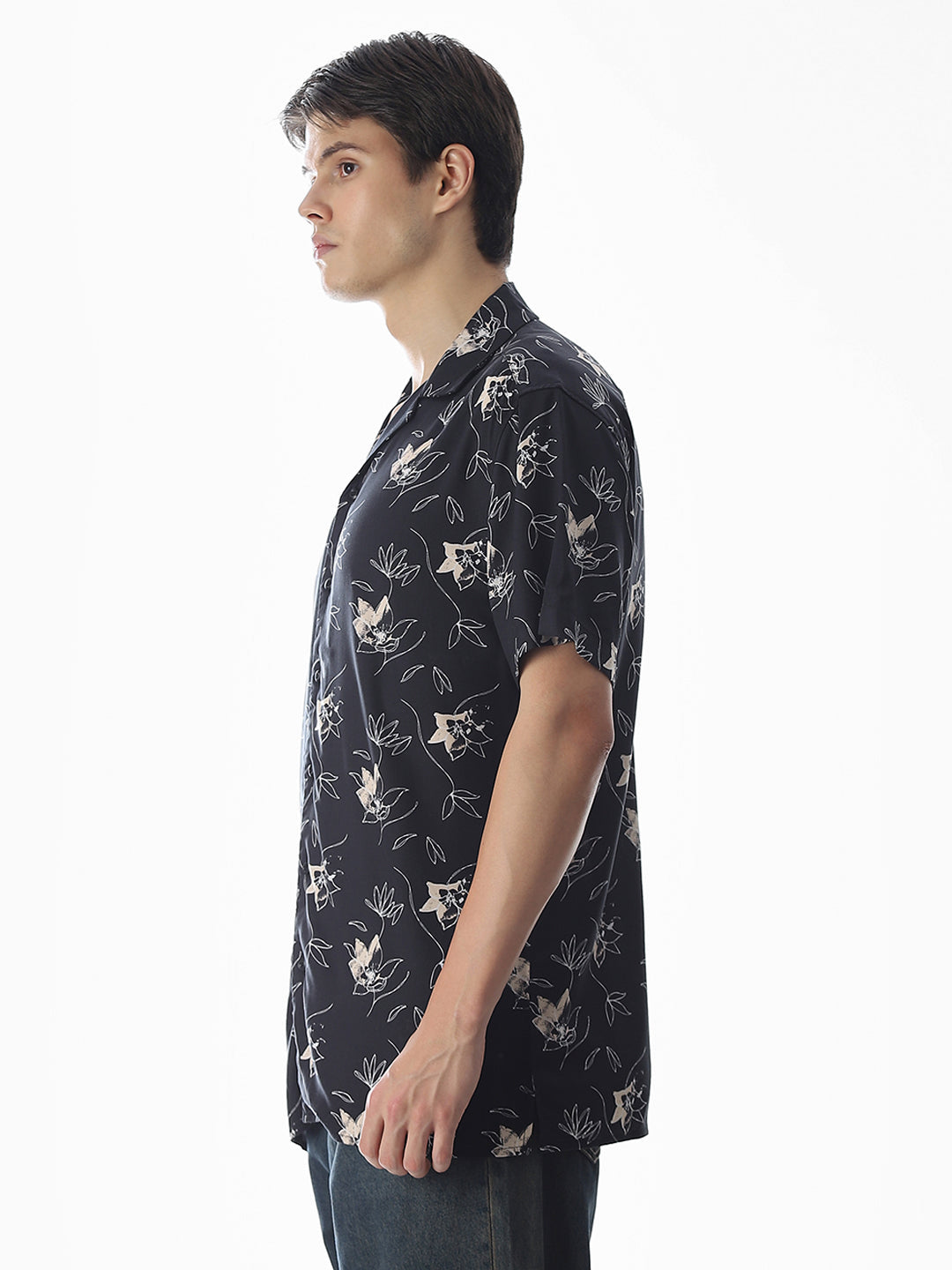 Black Printed Comfort Fit Shirt