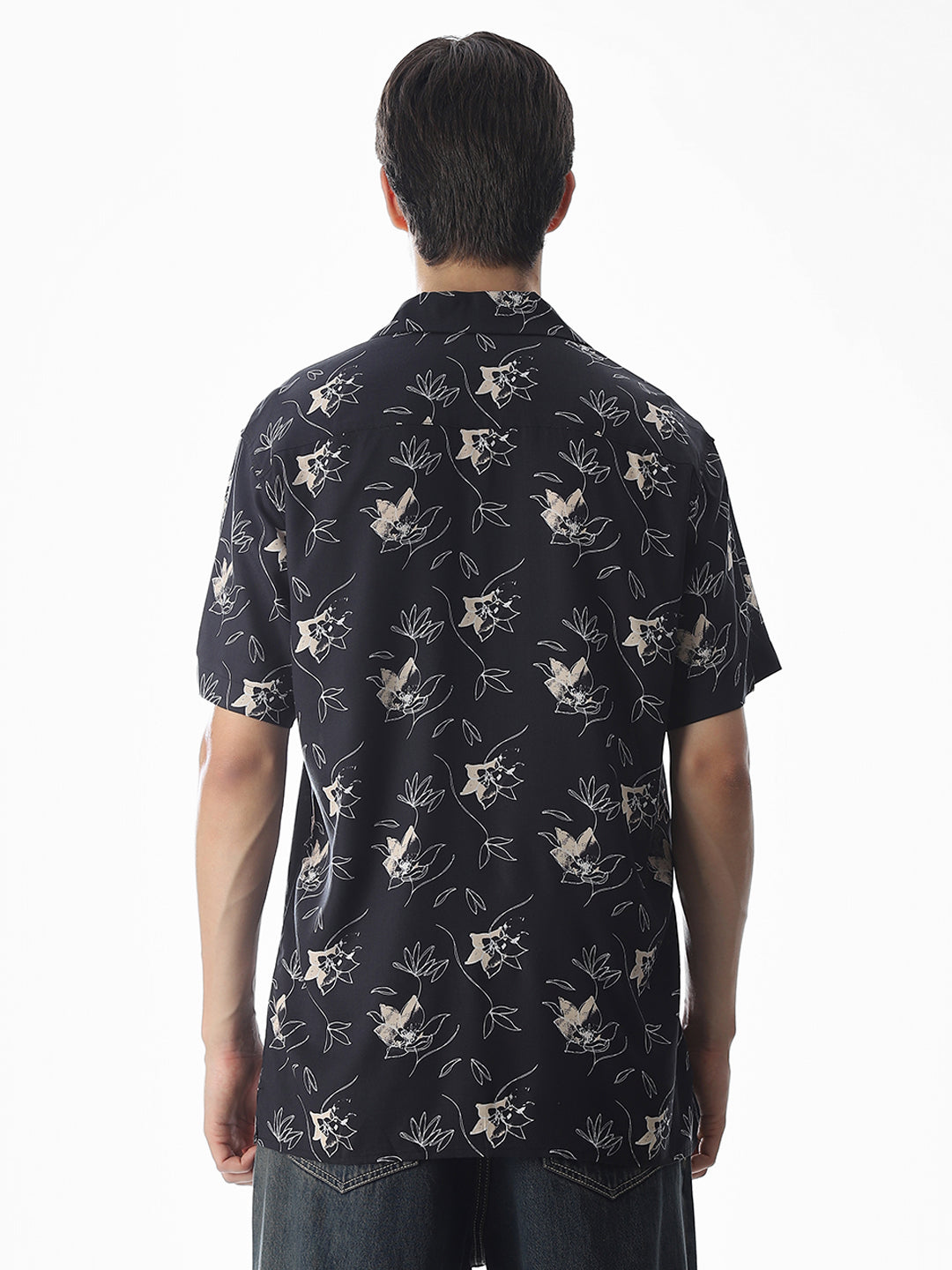 Black Printed Comfort Fit Shirt