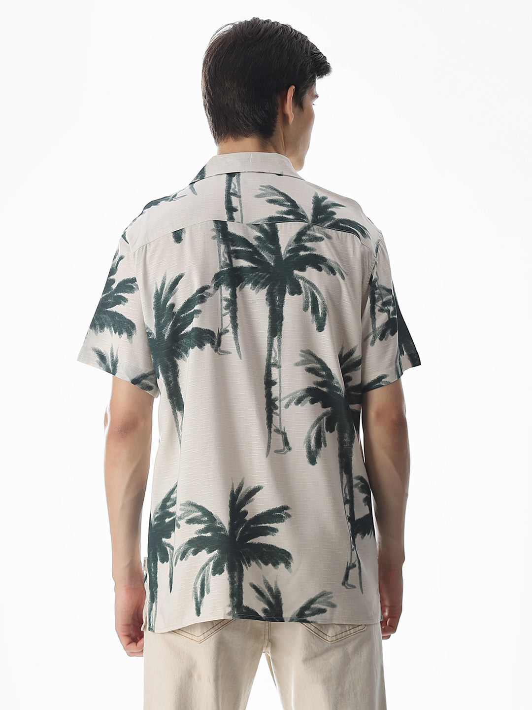 Beige Tropical Print Shirt