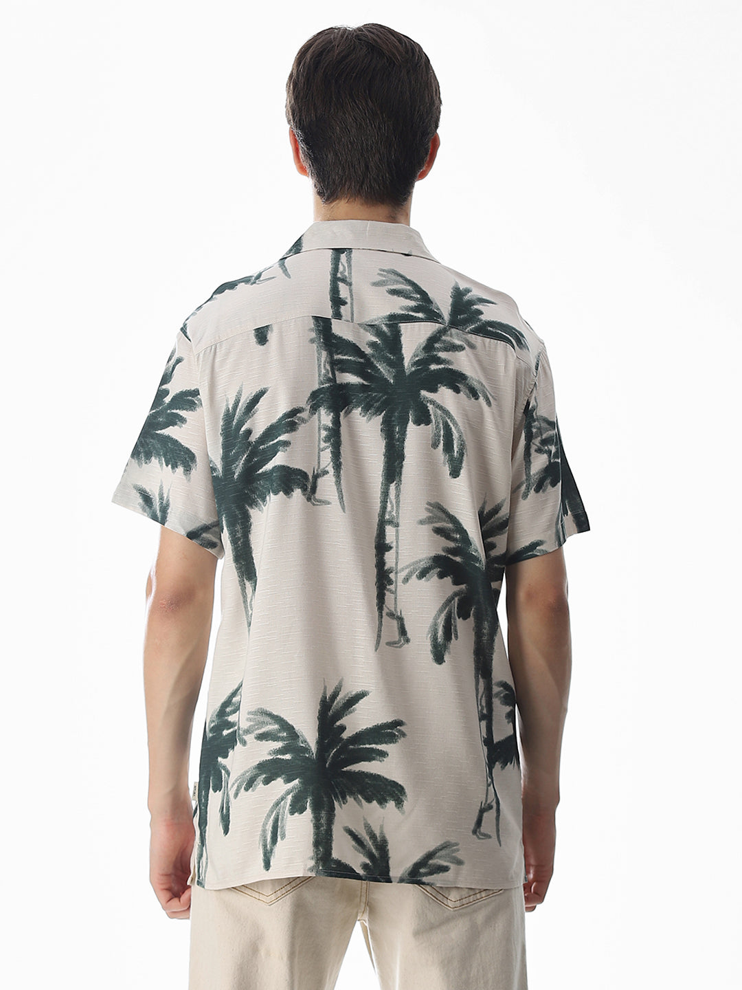 Beige Tropical Print Shirt