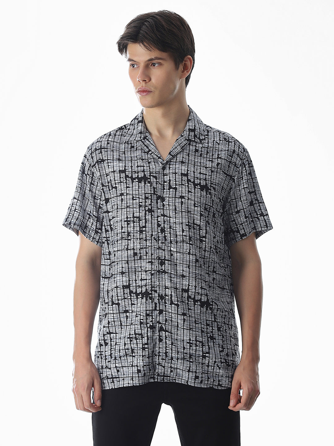 Black Printed Viscose Shirt