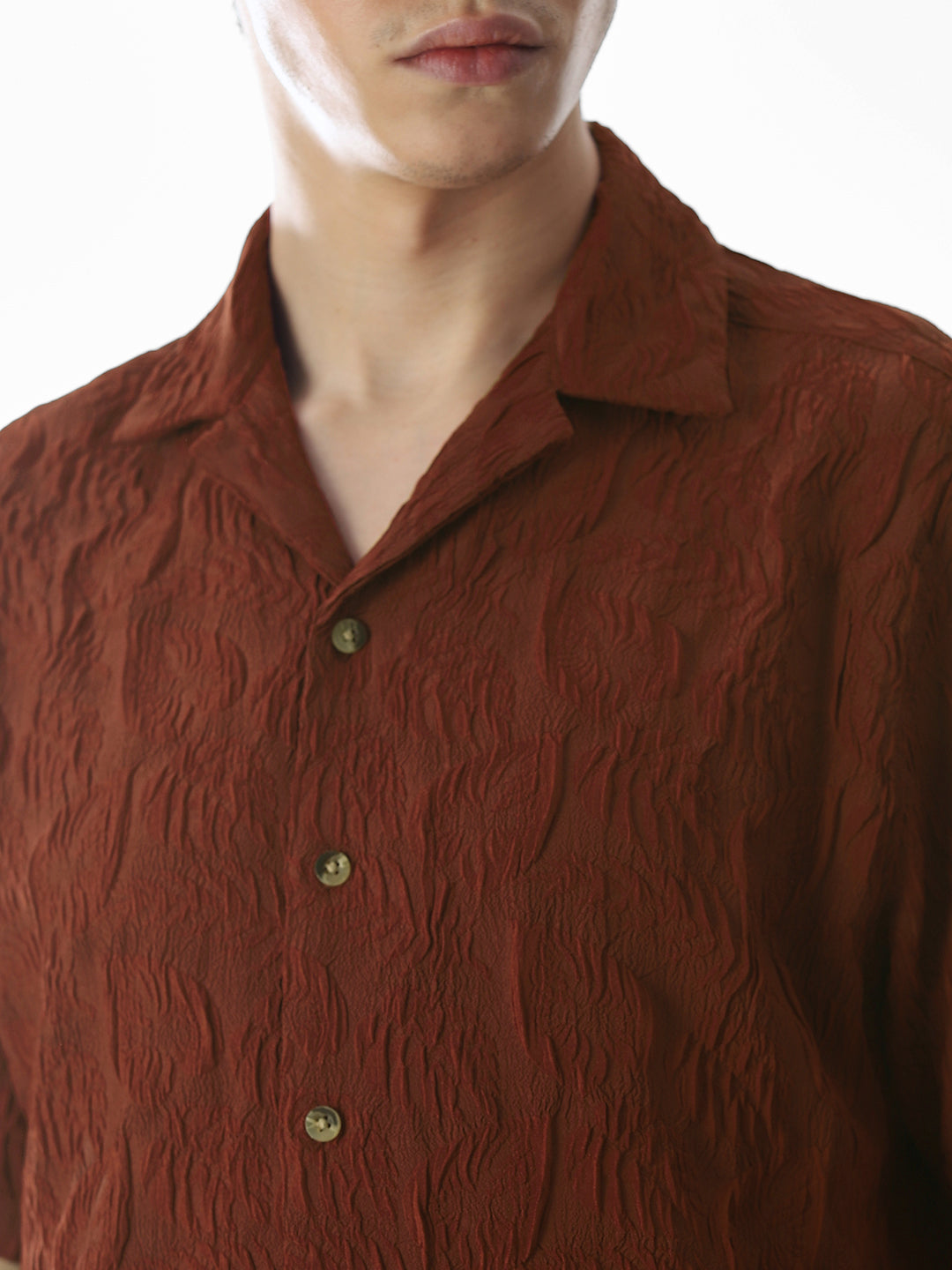 Brown Embroidered Comfort Fit Shirt