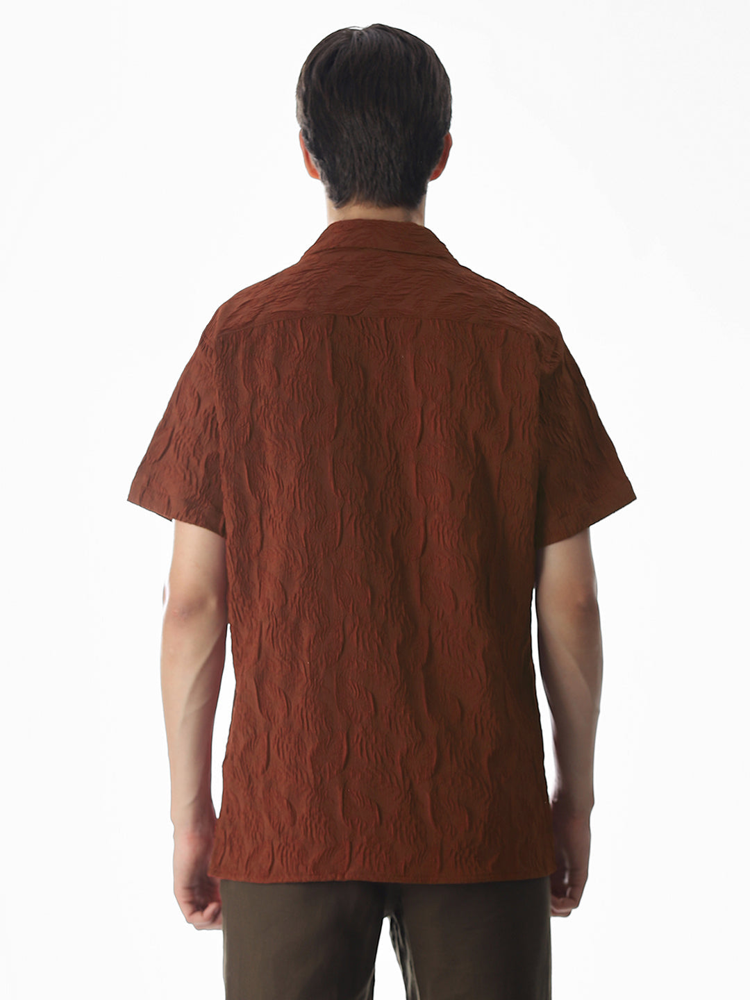 Brown Embroidered Comfort Fit Shirt