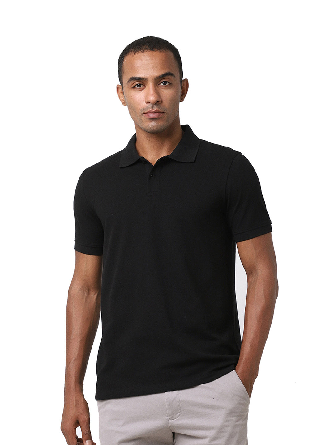 Black Cotton Blend Polo - S