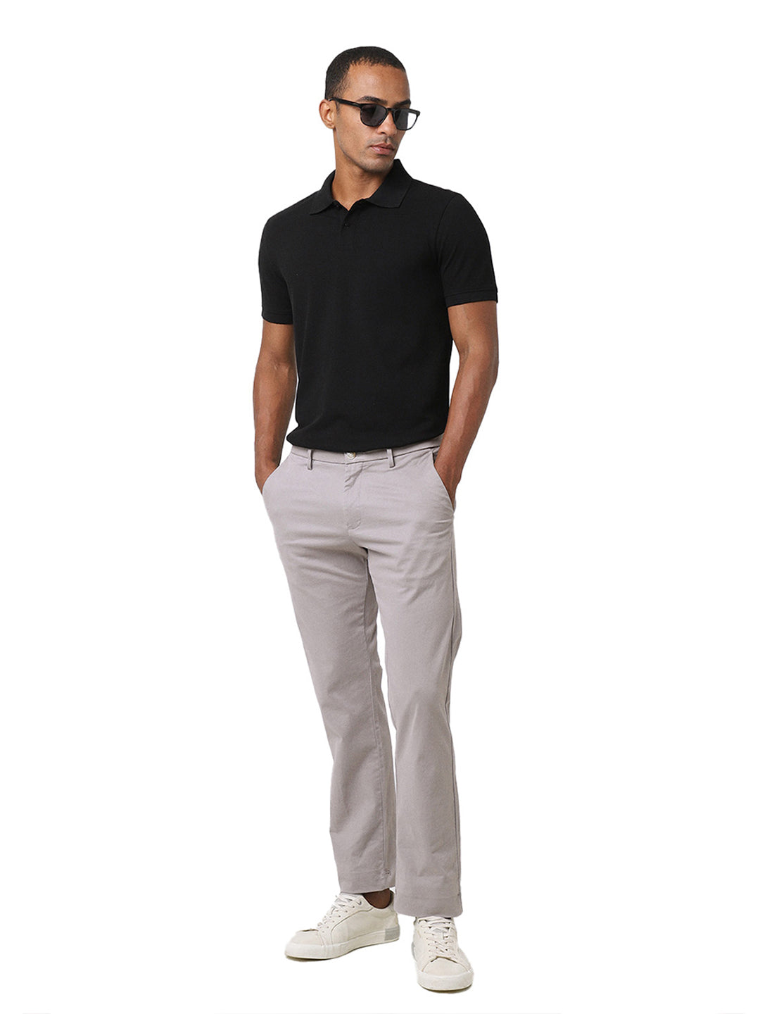 Black Cotton Blend Polo