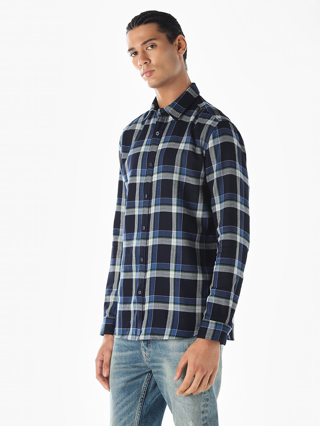 Navy Blue Check Shirt