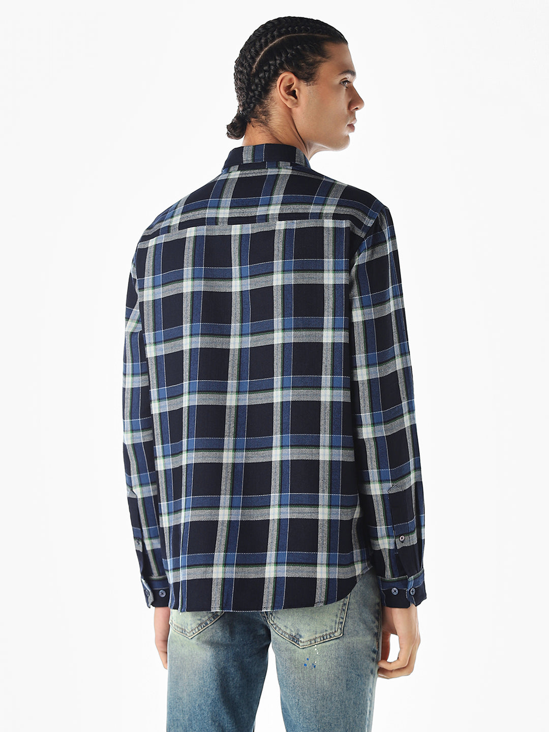Navy Blue Check Shirt