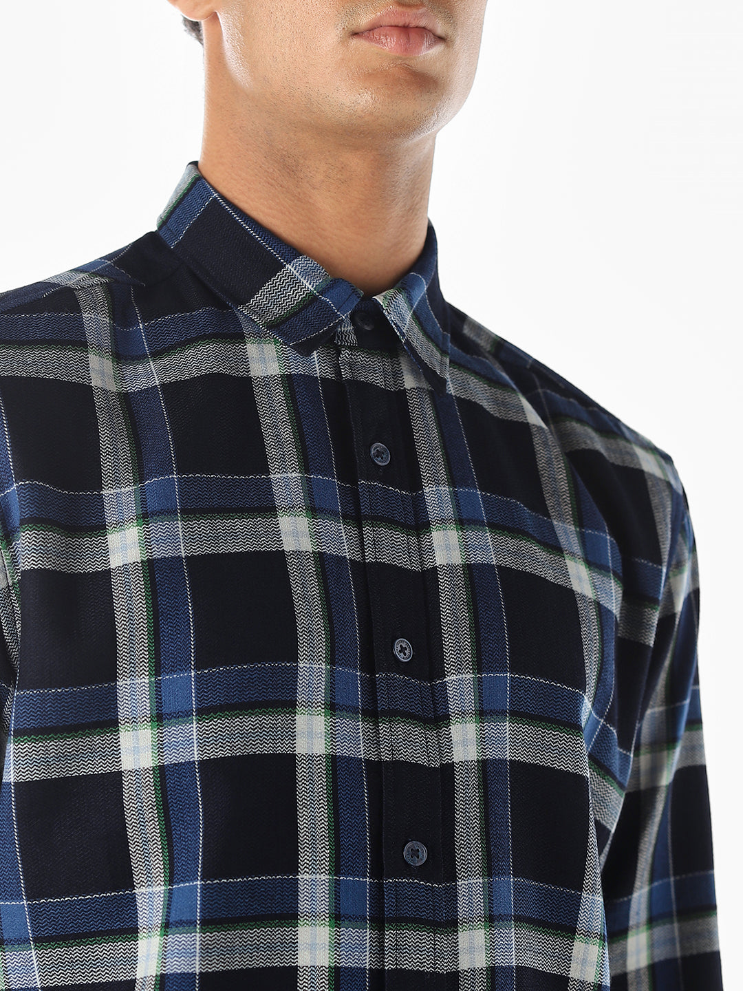 Navy Blue Check Shirt