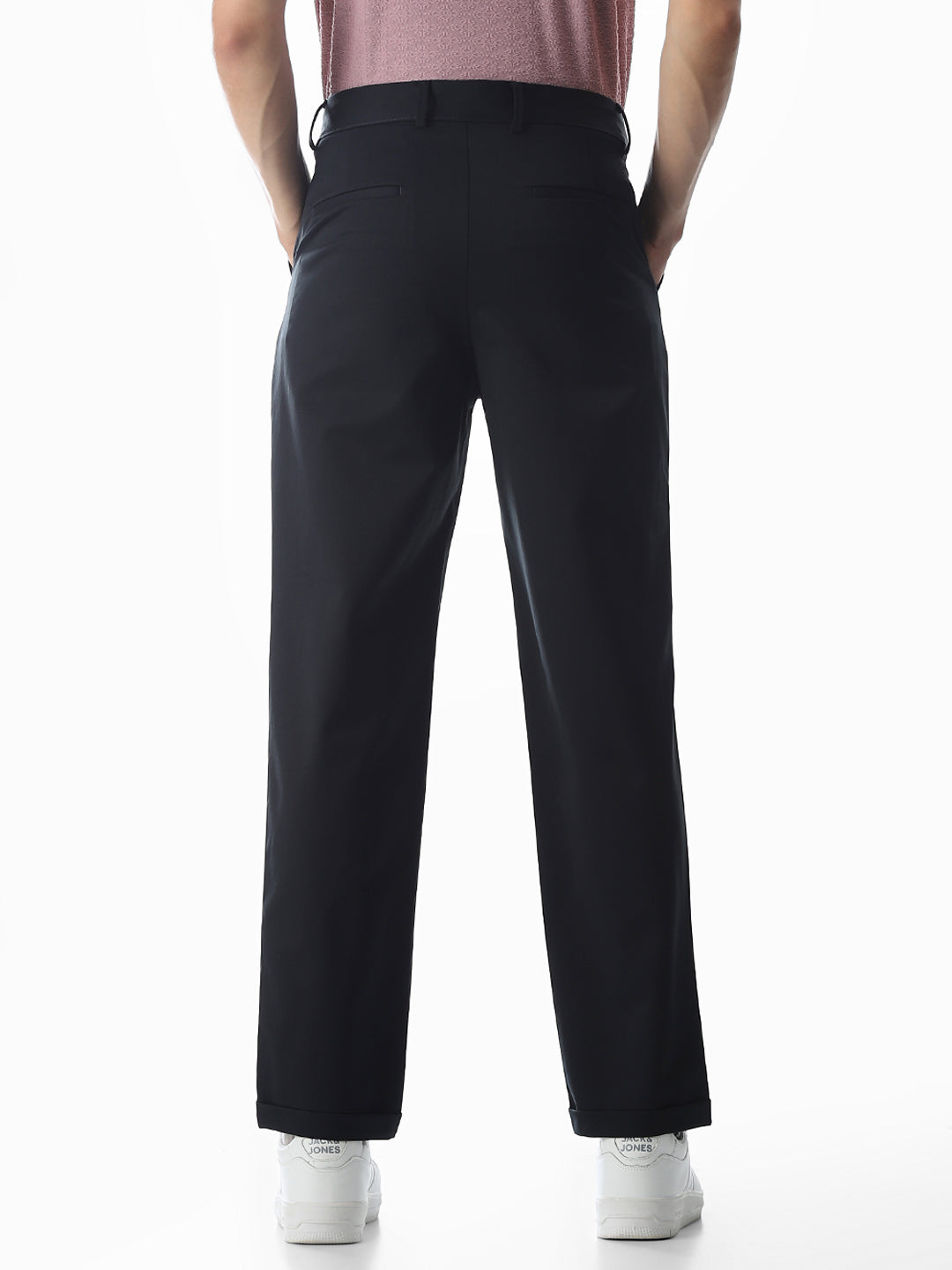 Navy Blue Low Rise Cotton Pants