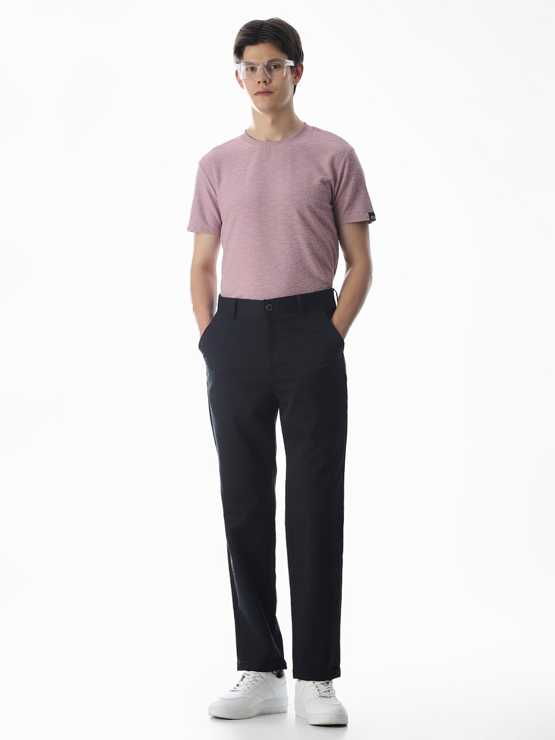 Navy Blue Low Rise Cotton Pants