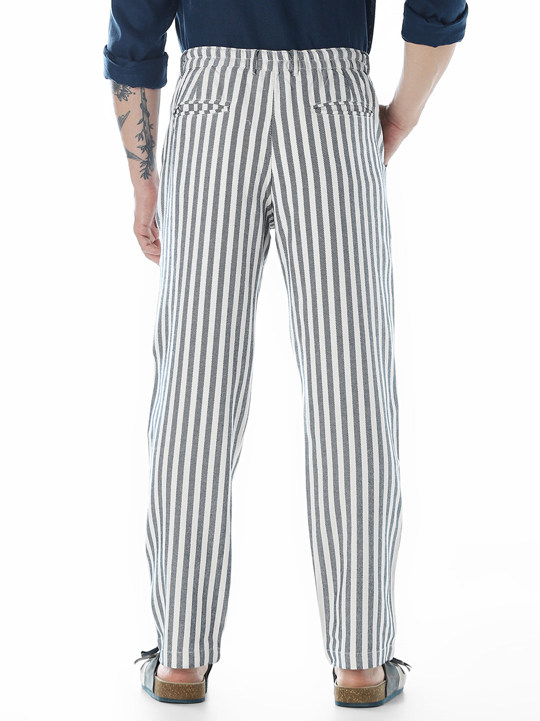 Striped Loose Fit Pants - Blue
