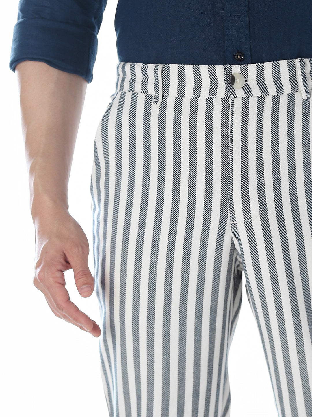 Striped Loose Fit Pants - Blue