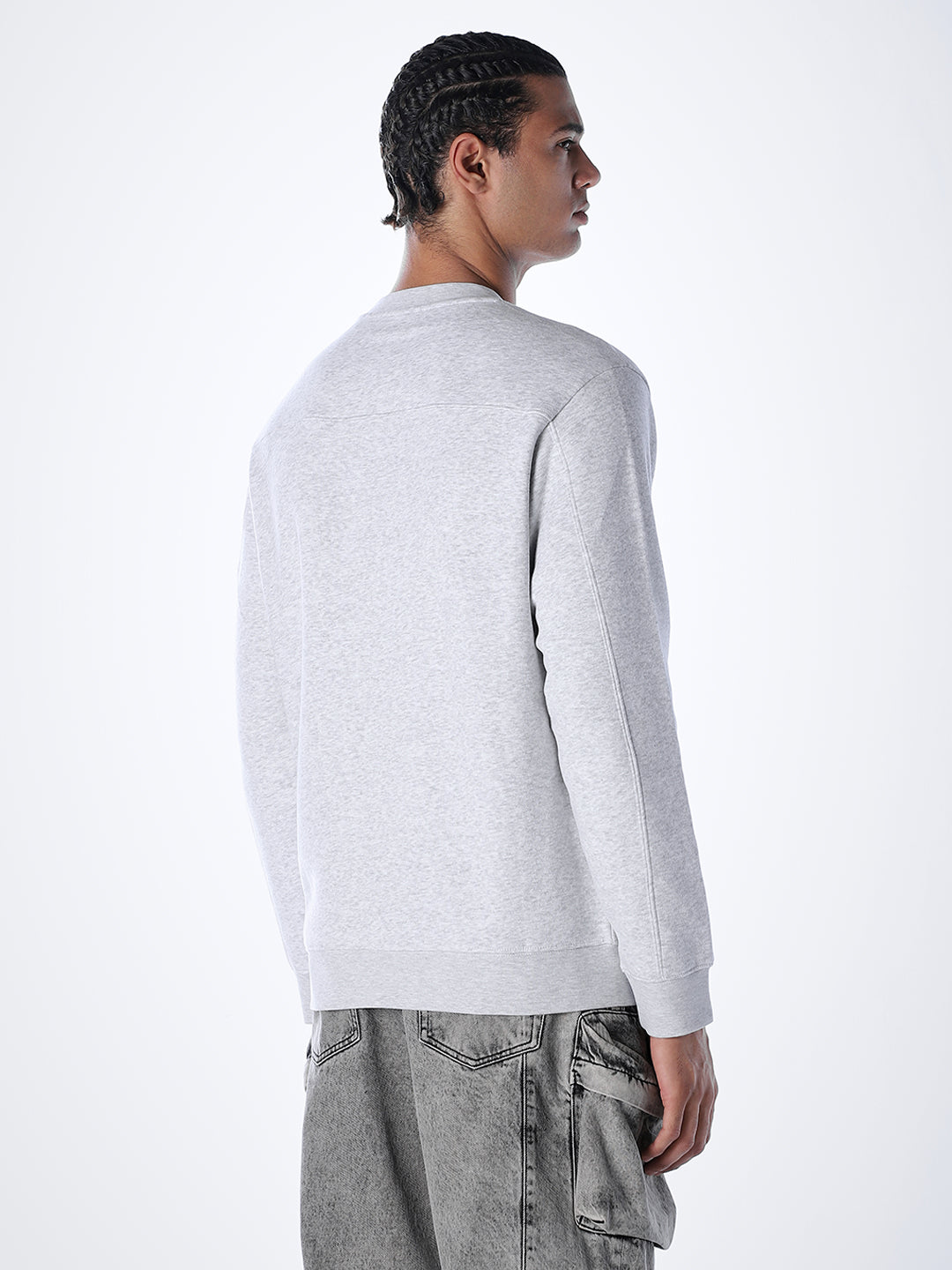 Logo Text Cotton Sweatshirt - Grey