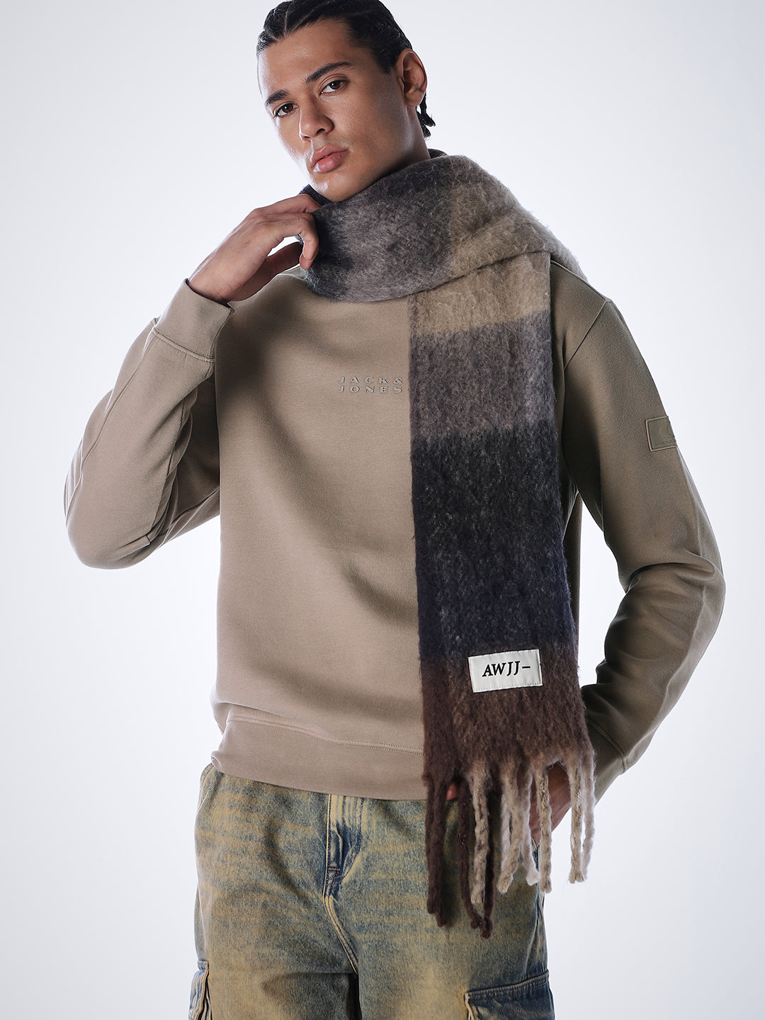 Logo Text Cotton Sweatshirt - Brown - XL