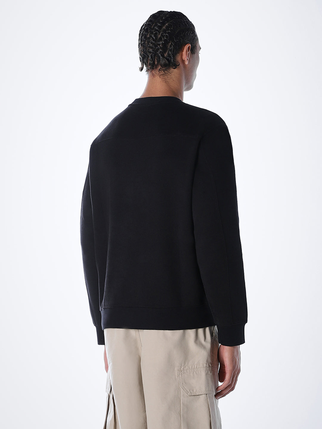 Logo Text Cotton Sweatshirt - Black