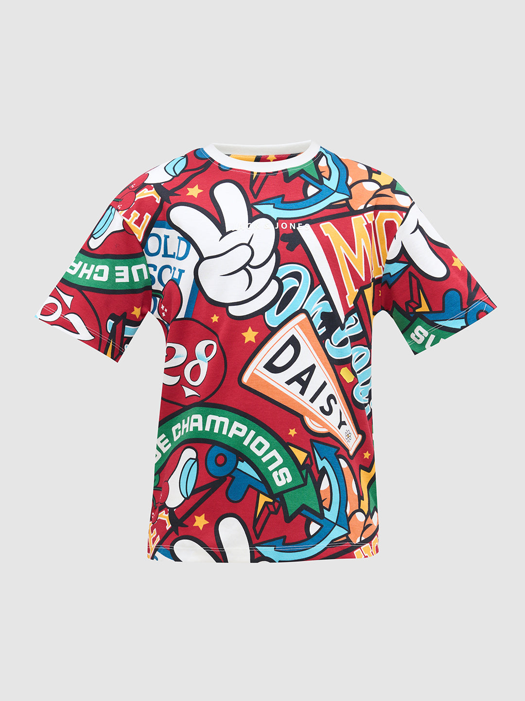 Boys Mickey Printed T-shirt- Red