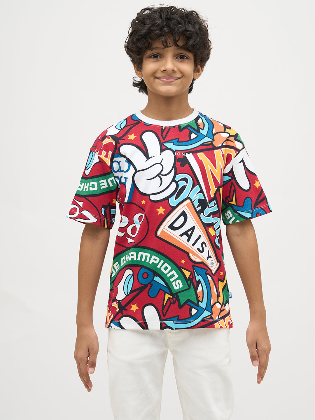Boys Mickey Printed T-shirt- Red