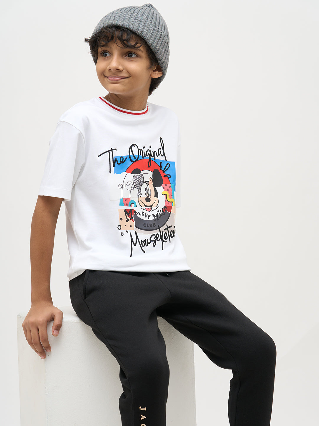 Boys Mickey Print Cotton T-shirt - 2/3Y
