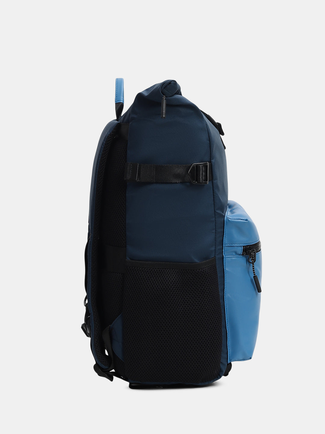 Colourblocked Roll-Top Backpack - Blue