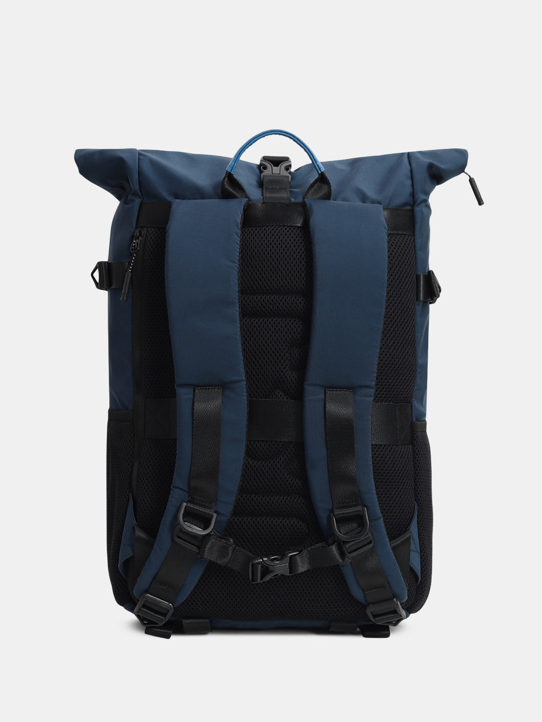 Colourblocked Roll-Top Backpack - Blue