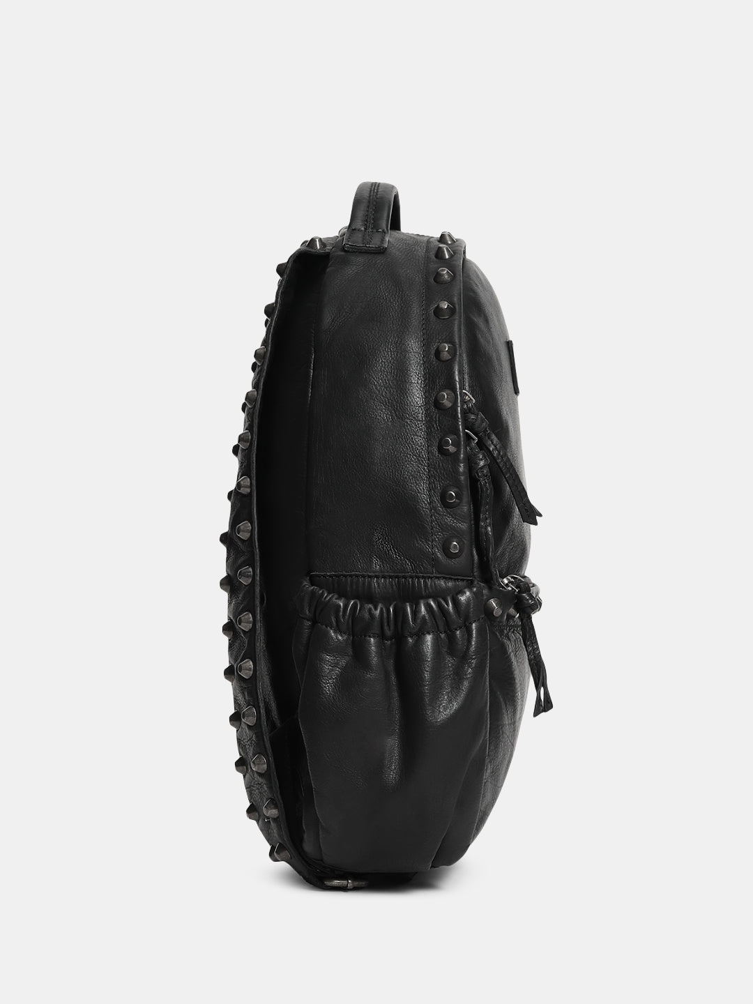 Black Studded Leather Backpack