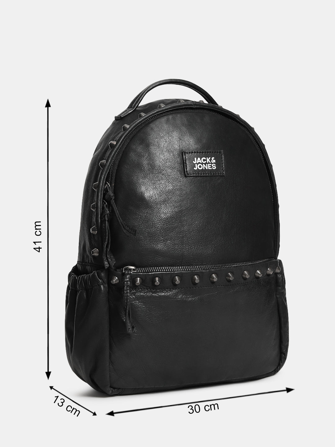 Black Studded Leather Backpack