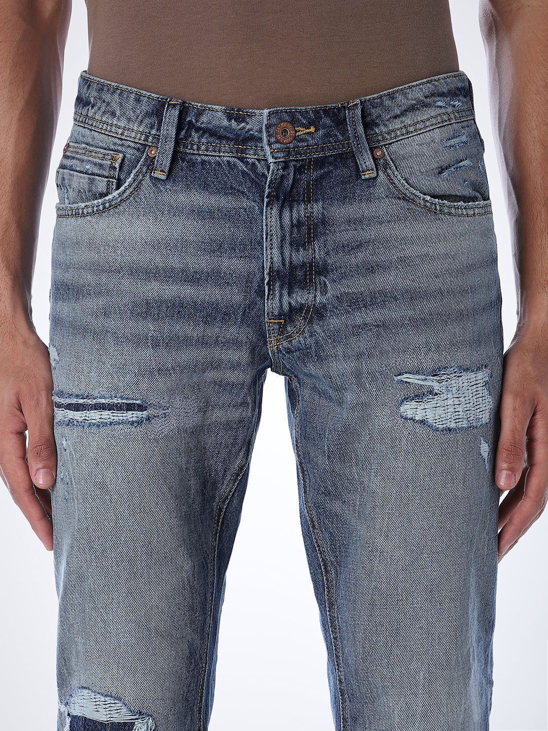 Heavily Distressed Clark Regular Fit Jeans