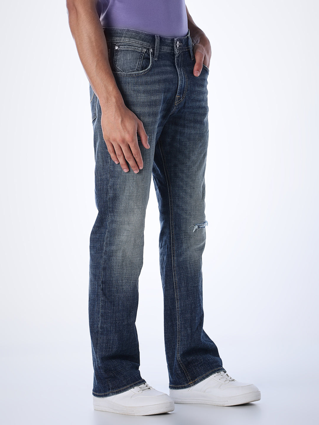 Mildly Distressed Cliff Bootcut Jeans