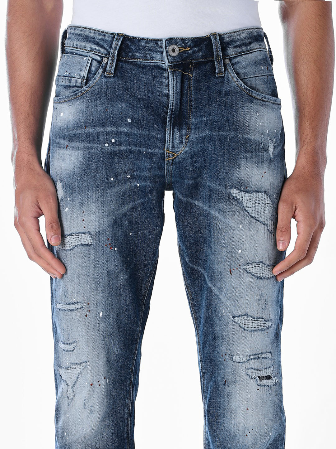 5 Pocket Distressed Bootcut Jeans