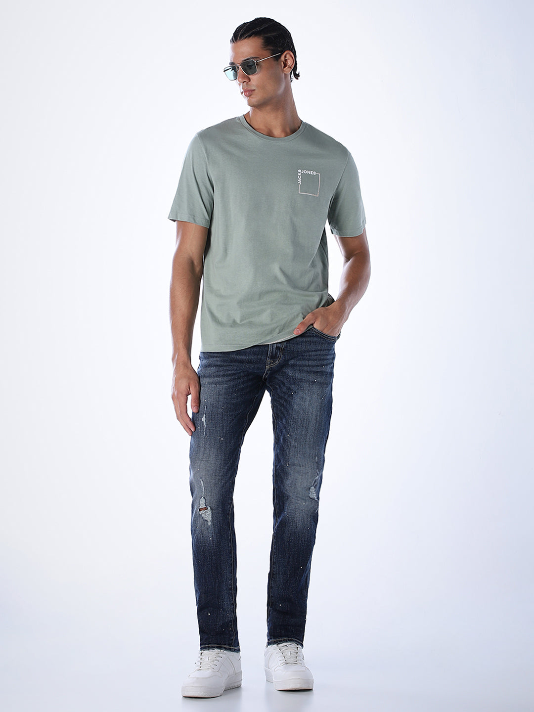 Heavily Distressed Glenn Slim Fit Jeans