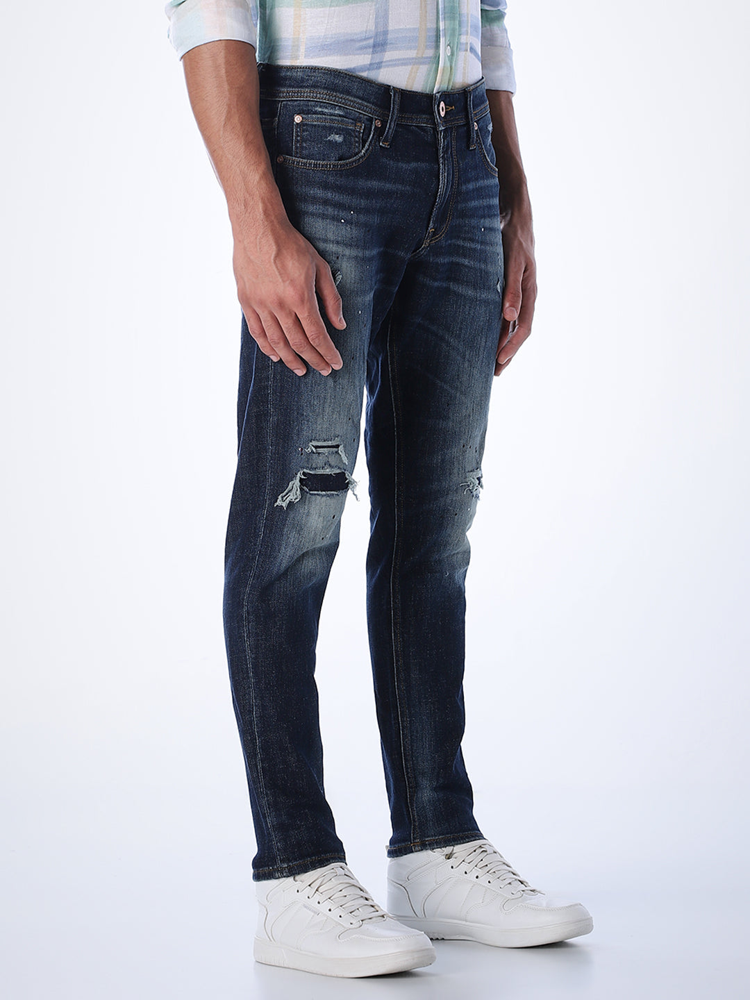 Heavily Distressed Slim Fit Jeans