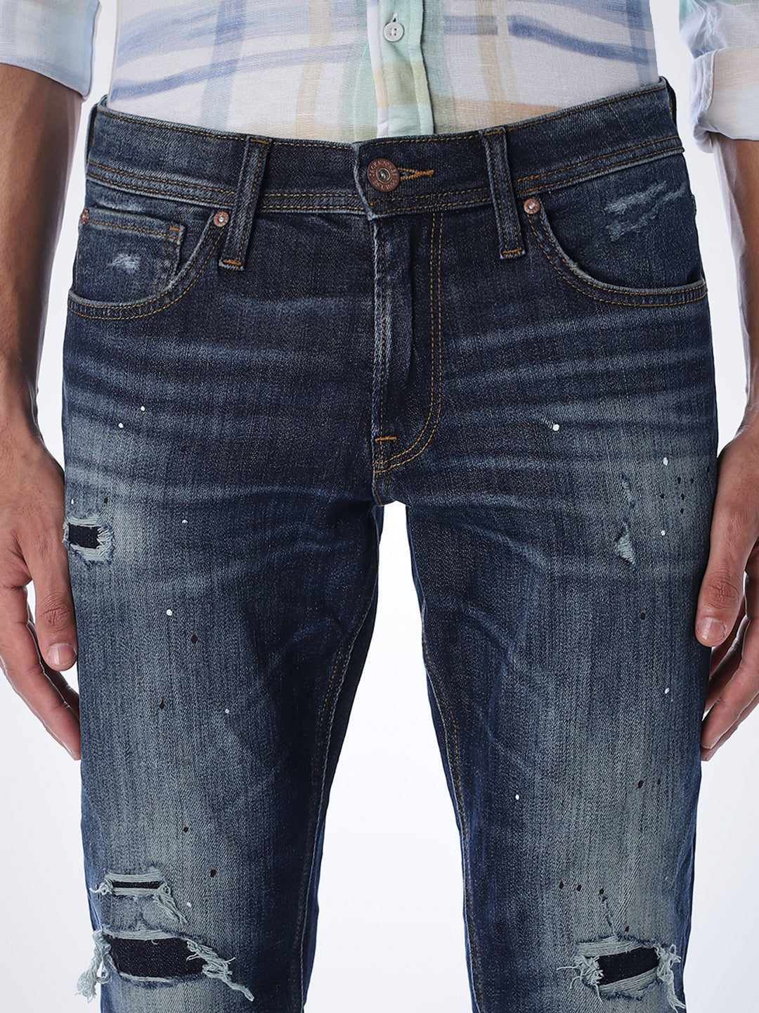 Heavily Distressed Slim Fit Jeans