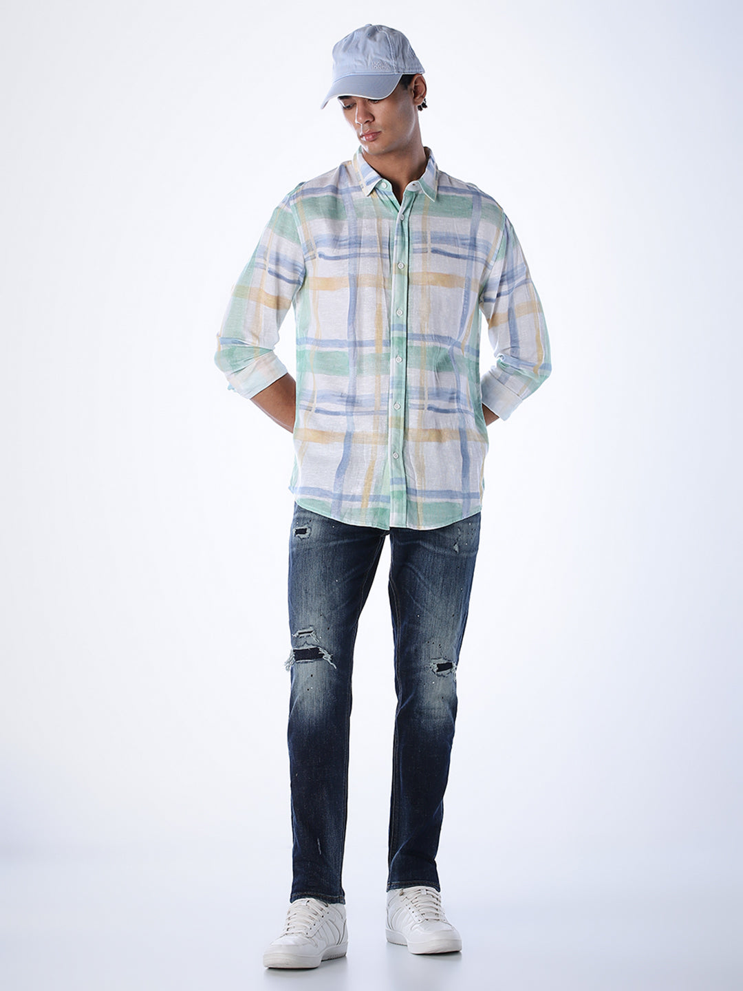 Heavily Distressed Slim Fit Jeans