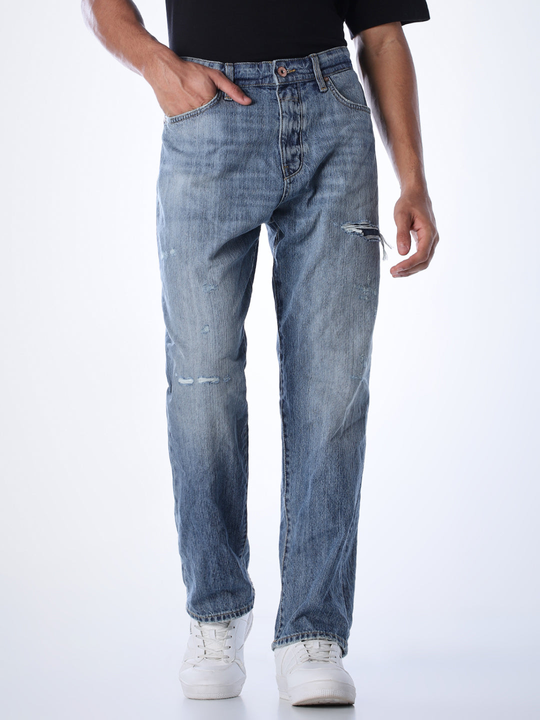 5 Pocket Distressed Dario Loose Fit Jeans
