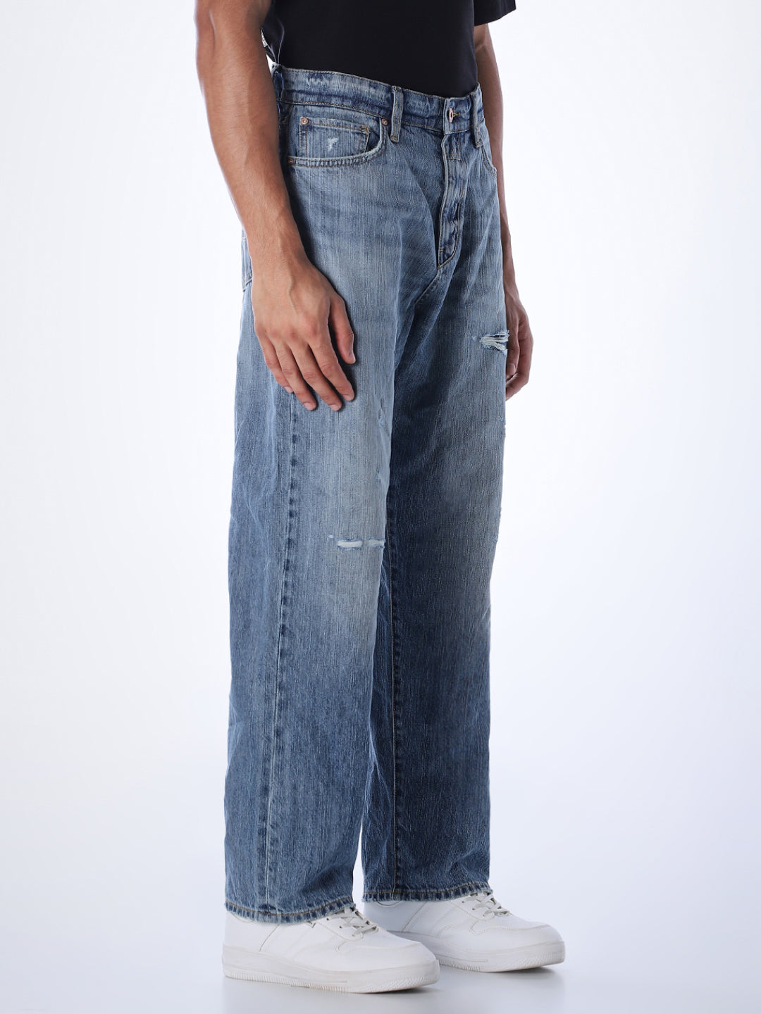 5 Pocket Distressed Dario Loose Fit Jeans