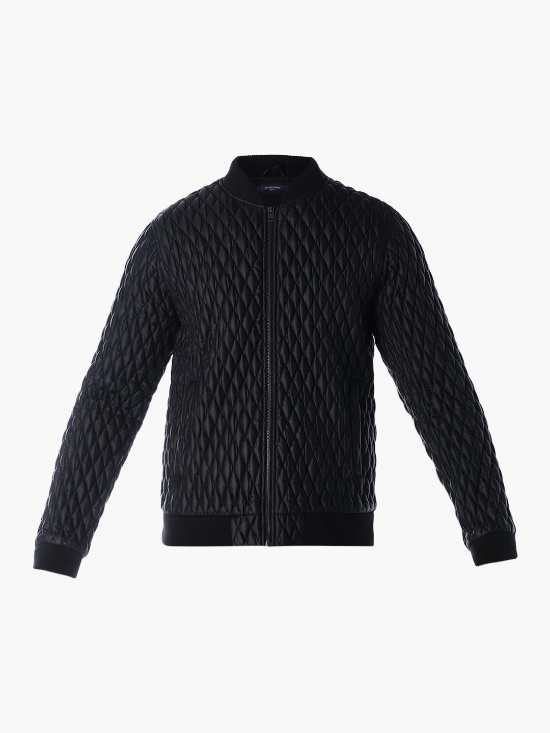 Black Quilted Nylon Bomber Jacket