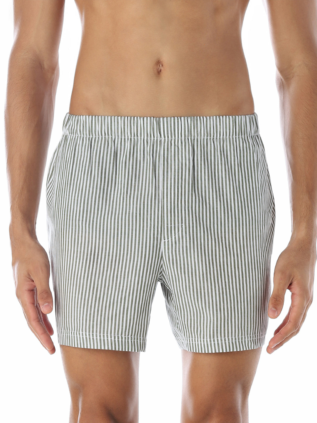 Grey Striped Cotton Boxers