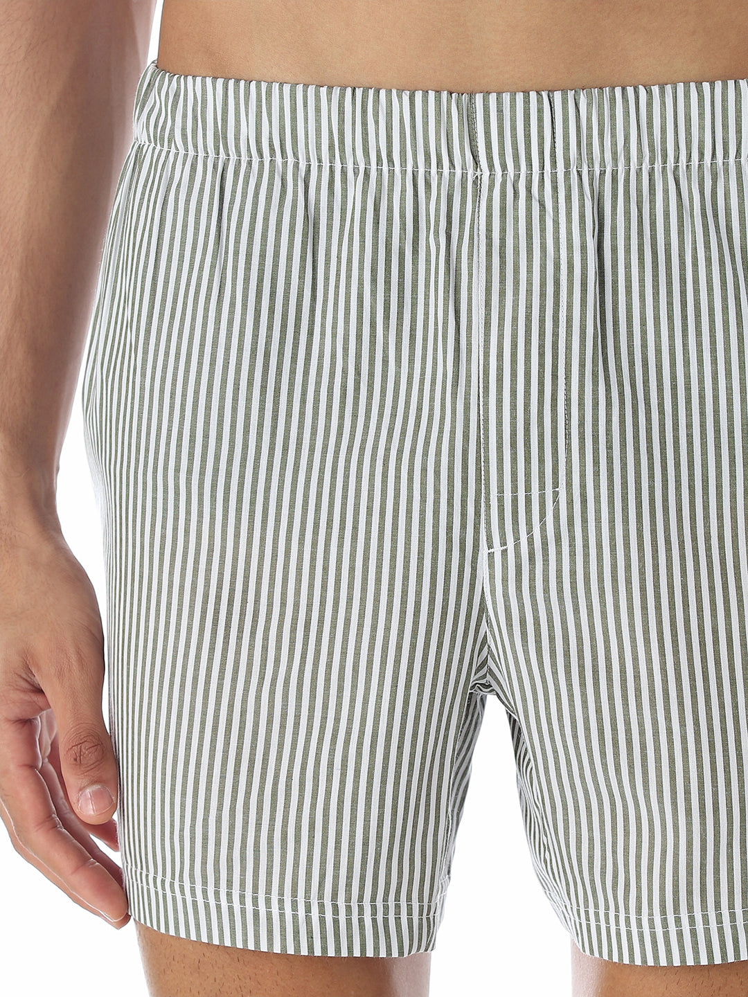 Grey Striped Cotton Boxers
