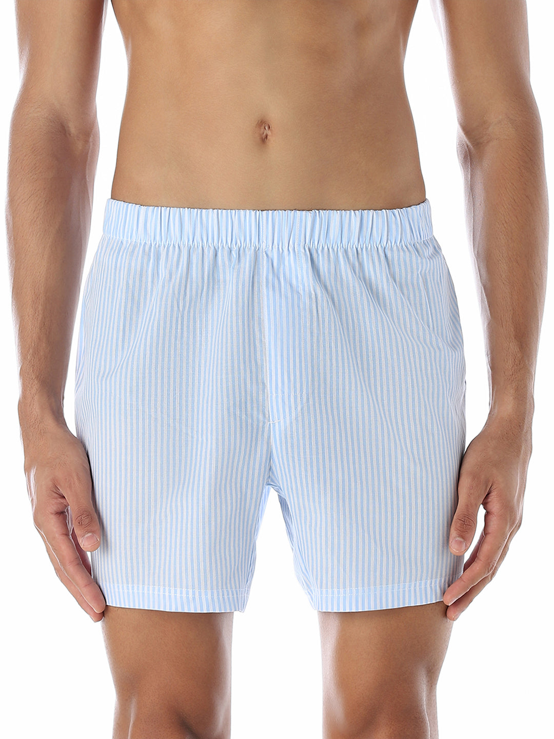 Light Blue Striped Cotton Boxers - M