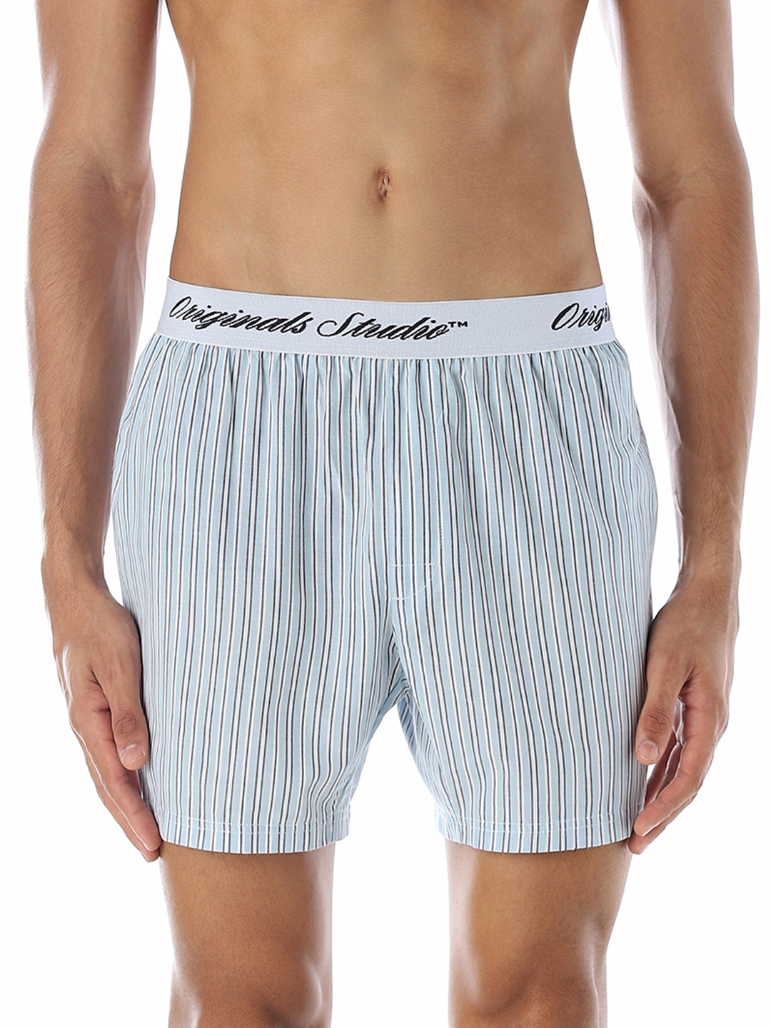 Light Blue Striped Boxers - S