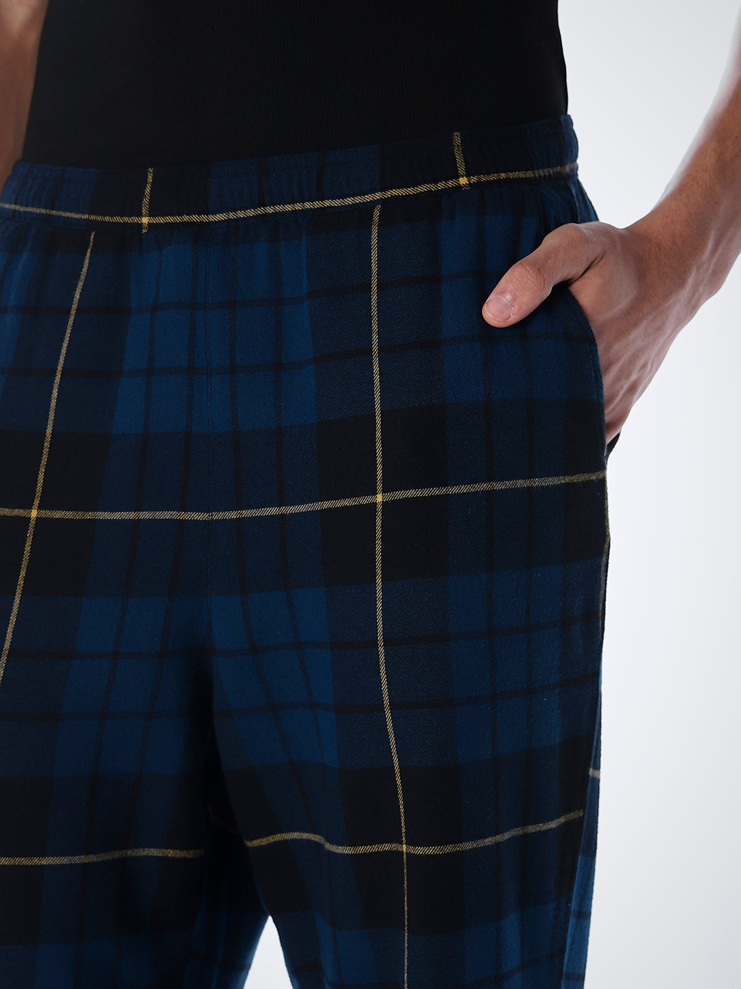 Navy Blue Check Cotton Pyjamas