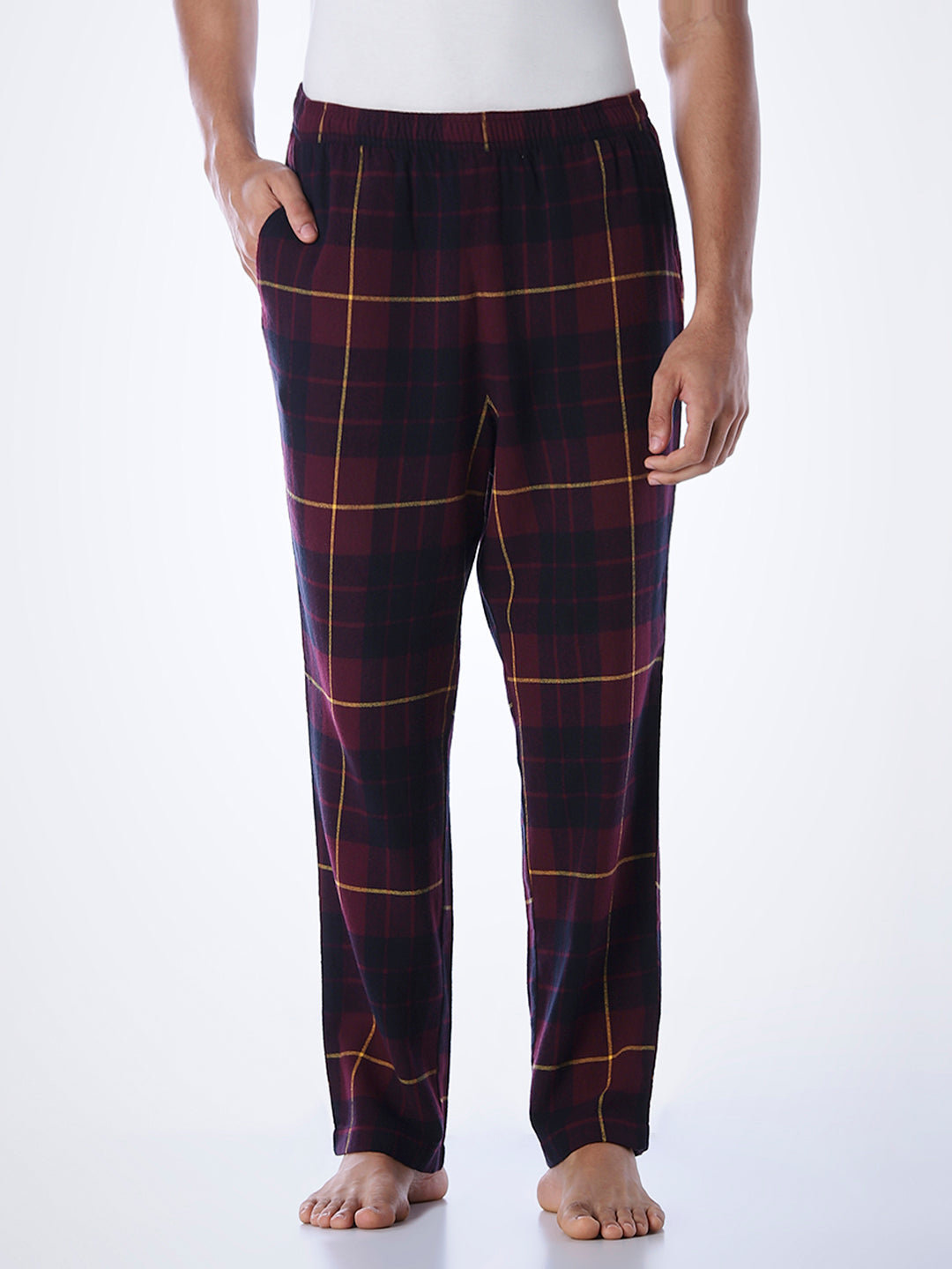 Check Cotton Pyjamas - Wine