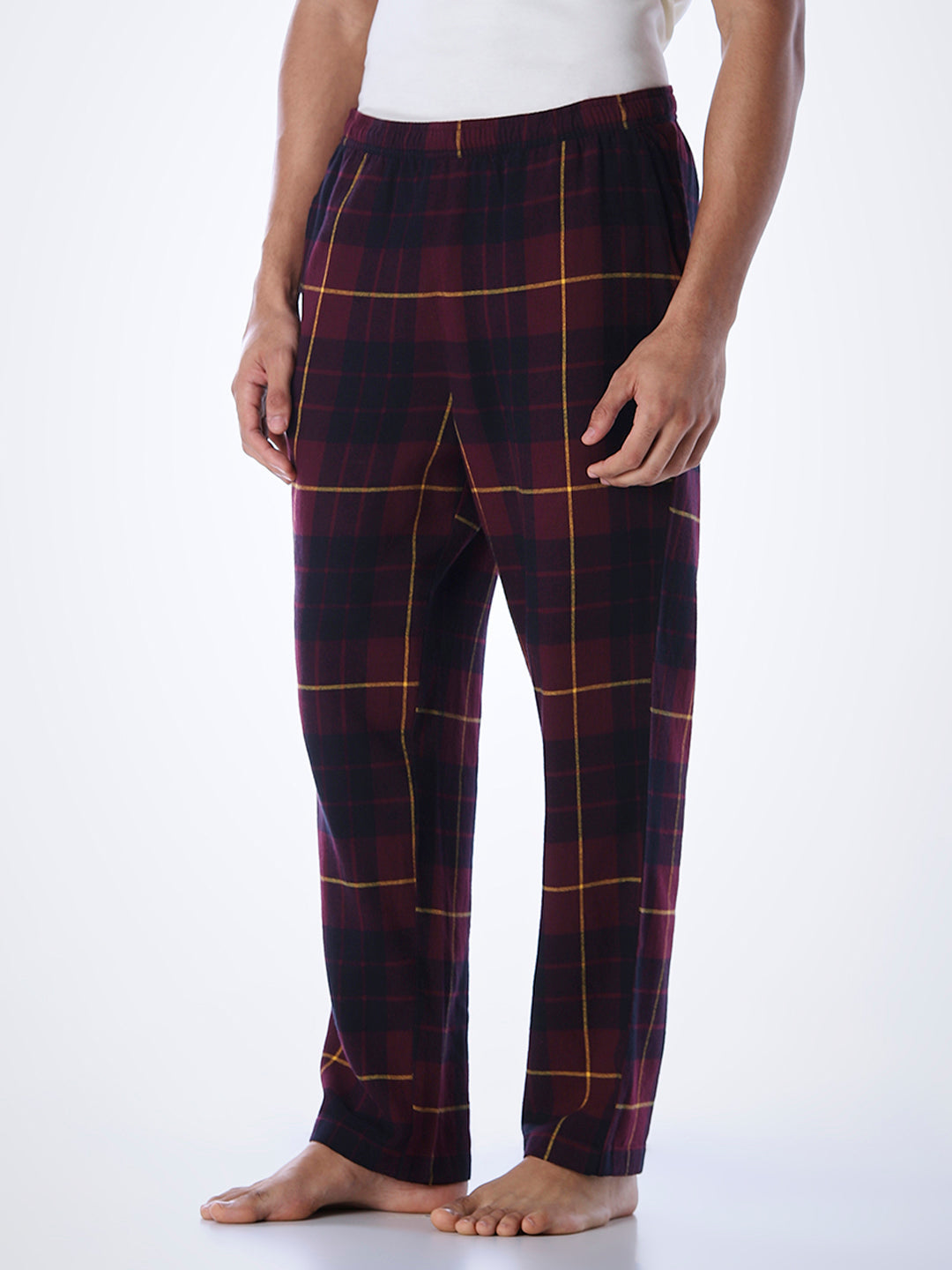 Check Cotton Pyjamas - Wine