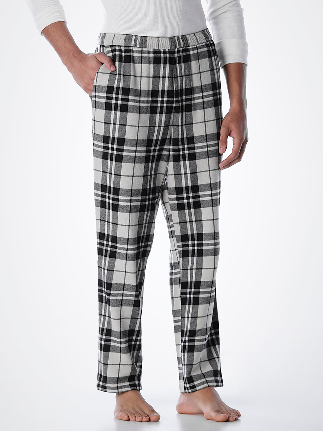 Check Cotton Pyjamas - Cream