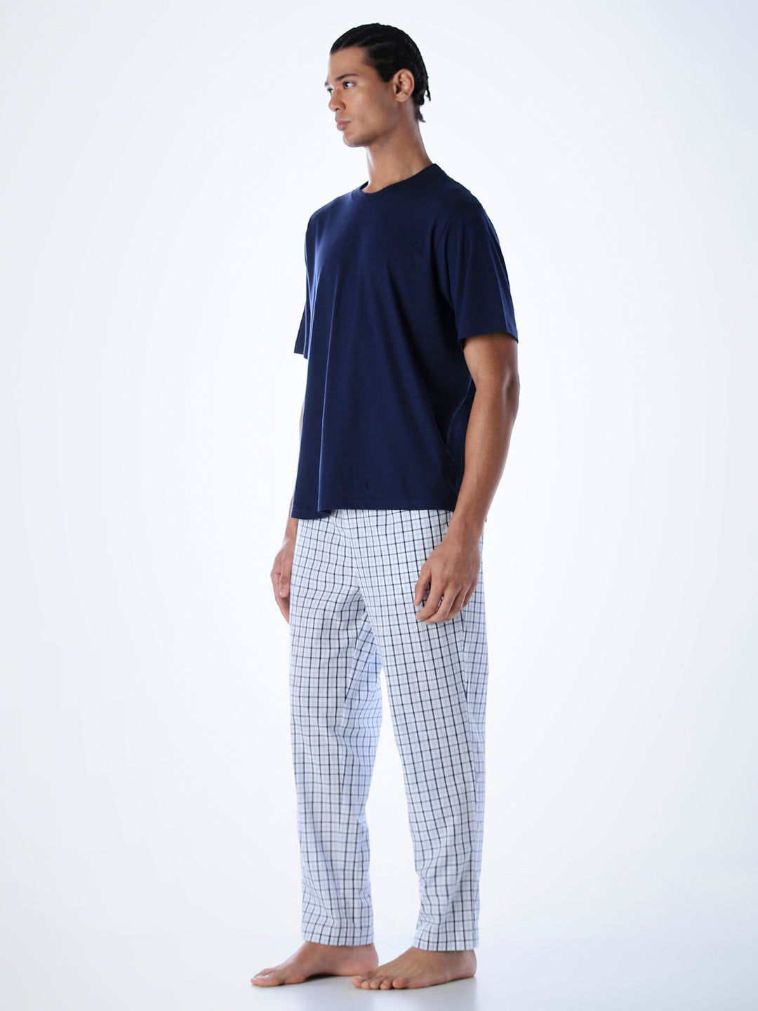 Cotton T-shirt & Pyjamas Set - Dark Blue