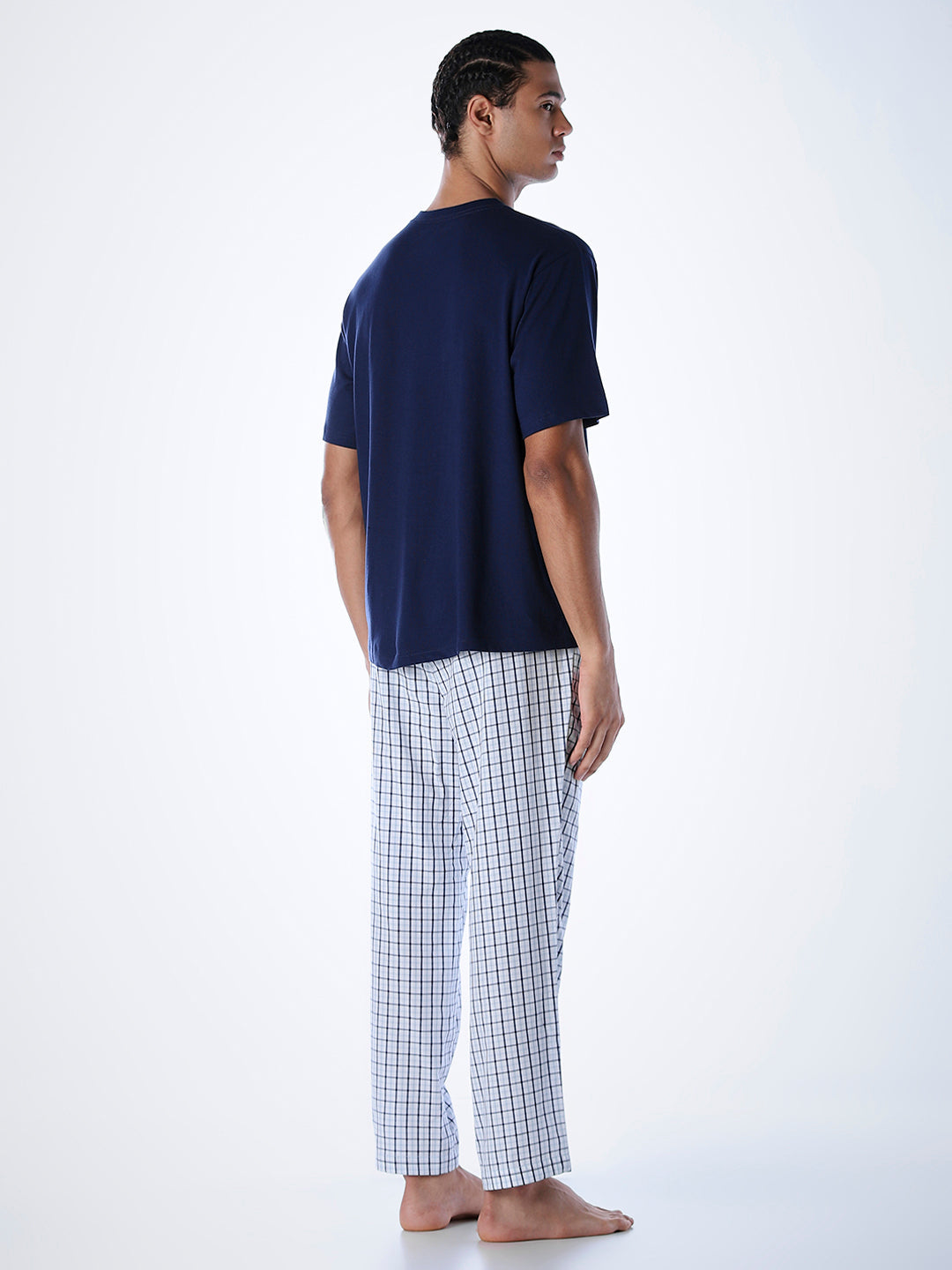 Cotton T-shirt & Pyjamas Set - Dark Blue